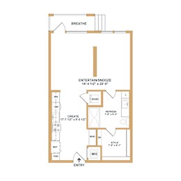 Studio, 1 bath, 640 sqft, $1,387