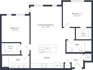 2 beds, 2 baths, 1,088 sqft, $2,800
