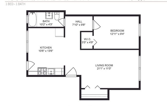 1 bed, 1 bath, 629 sqft, $2,075, Unit 4500-1N