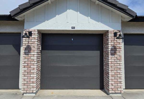 a garage door on the side of a house