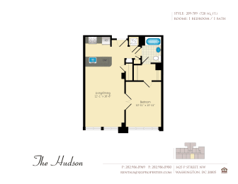 1 bed, 1 bath, 728 sqft, $3,470