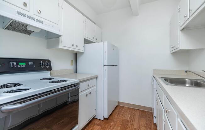 kitchen with wooden floors