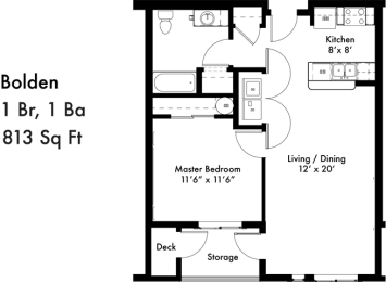 1 bed, 1 bath, 813 sqft, $1,588