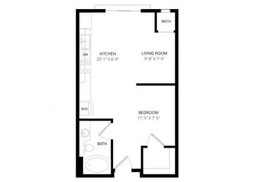 Studio, 1 bath, 557 sqft, $1,455