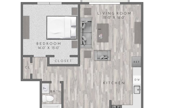 1 bed, 1 bath, 750 sqft, $1,965