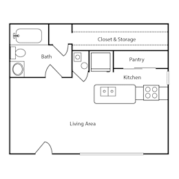 Studio, 1 bath, 600 sqft, $1,399
