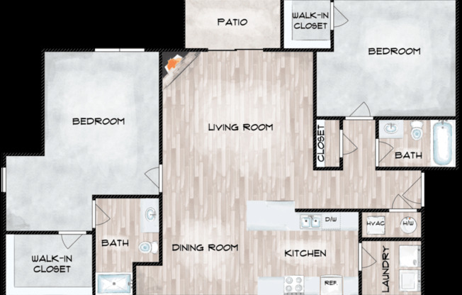 2 beds, 2 baths, 1,249 sqft, $1,400