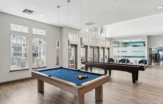 the preserve at ballantyne commons pool room with two billiards tables