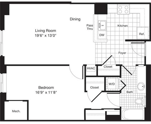 1 bed, 1 bath, 772 sqft, $2,385, Unit 0307
