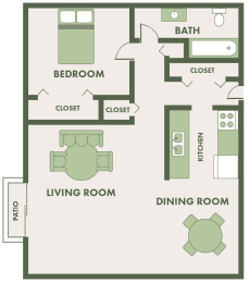 1 bed, 1 bath, 735 sqft, $970