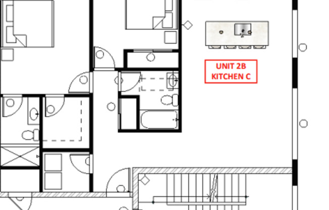 2 beds, 2 baths, 943 sqft, $1,799, Unit 2B