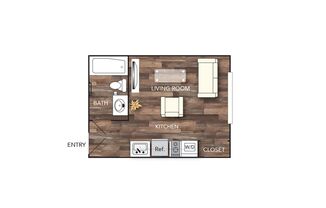 Studio, 1 bath, 289 sqft, $1,300