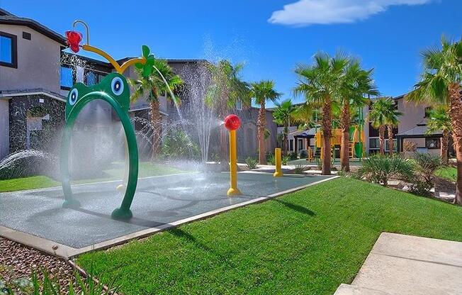Green Courtyard With Fountains at Lyric Apartments, Las Vegas, 89183