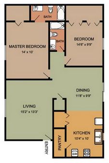 2 beds, 2 baths, 989 sqft, $1,449