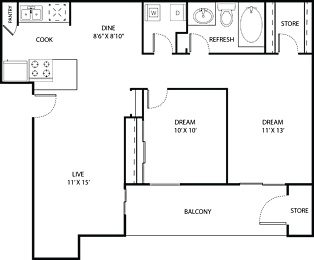 2 beds, 1 bath, 800 sqft, $1,009