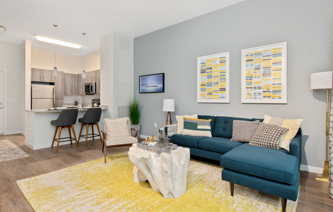 Chic Living Space and Prep-friendly Kitchen | The Q | Apartments In Quincy, MA