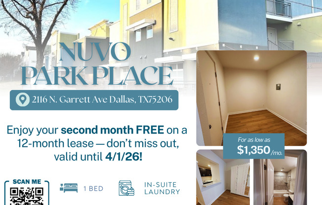 1 bed, 1.5 baths, 650 sqft, $1,350, Unit 201