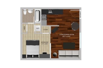 1 bed, 1 bath, 425 sqft, $909