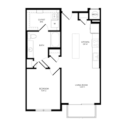 1 bed, 1 bath, 722 sqft, $1,505