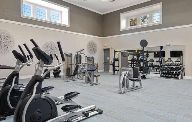 Fitness center with gym equipment