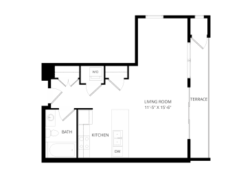 Studio, 1 bath, 542 sqft, $1,245