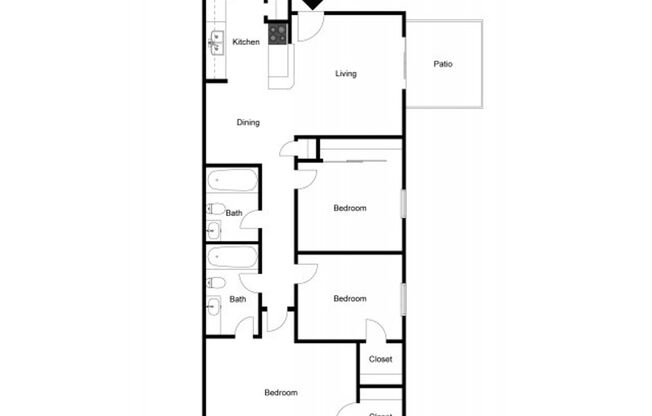 3 beds, 2 baths, 1,037 sqft, $1,775, Unit 1512