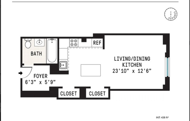 Studio, 1 bath, $3,600, Unit 36G