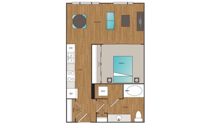 1 bed, 1 bath, 632 sqft, $2,029