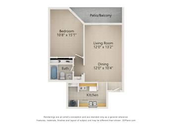 1 bed, 1 bath, 685 sqft, $1,224