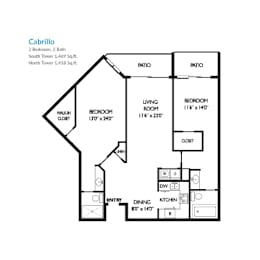 2 beds, 2 baths, 1,469 sqft, $4,345