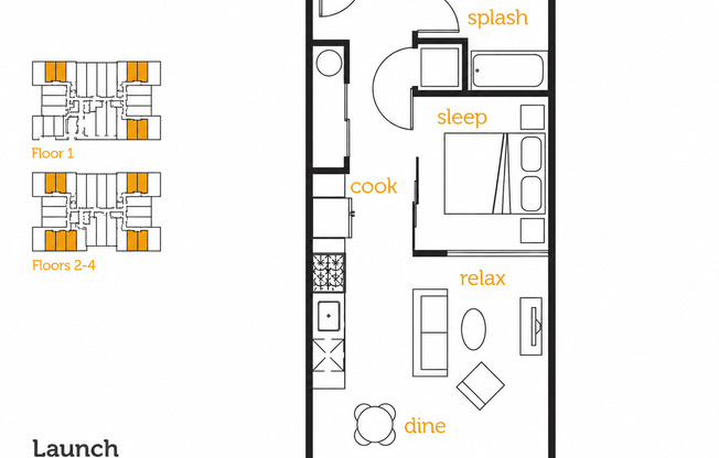 1 bed, 1 bath, 498 sqft, $1,650, Unit 414