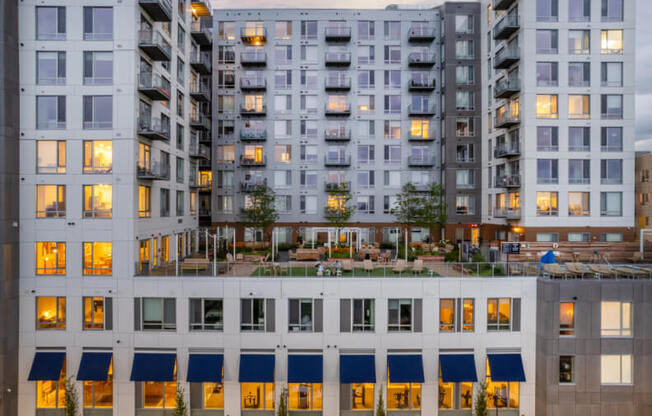 A large building with a lot of windows and balconies.