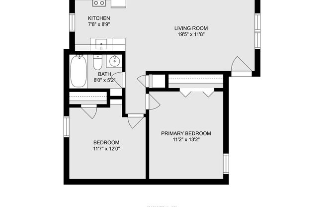 2 beds, 1 bath, 697 sqft, $1,050, Unit C