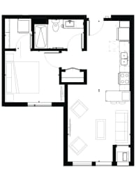 1 bed, 1 bath, 644 sqft, $1,419