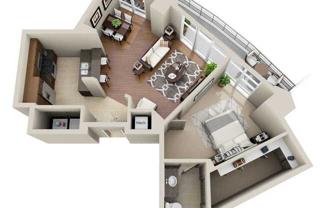 1 bed, 1 bath, 1,028 sqft, $3,757