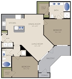 2 beds, 2 baths, 1,202 sqft, $1,882