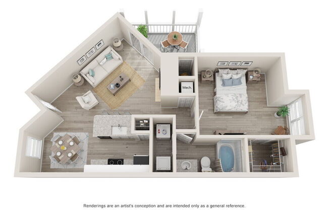 1 bed, 1 bath, 768 sqft, $1,546