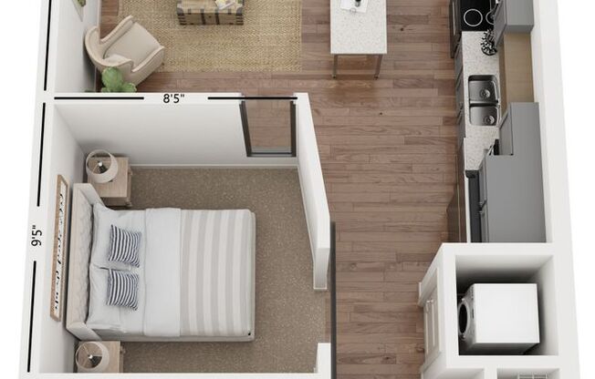 Studio, 1 bath, 579 sqft, $1,500, Unit 427