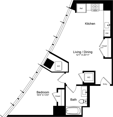 1 bed, 1 bath, 730 sqft, $4,426, Unit 1801