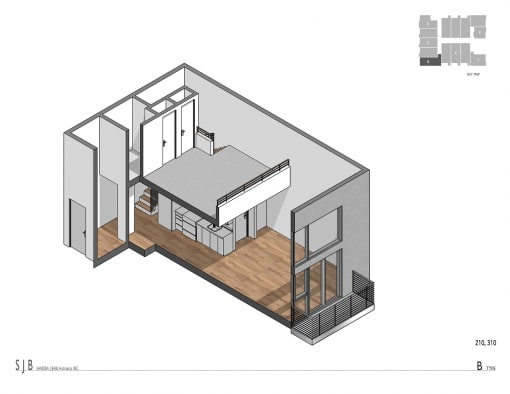 Type B Floor Plan at 1039 S. Hobart Blvd. Koreatown/Los Angeles, CA, Los Angeles, CA