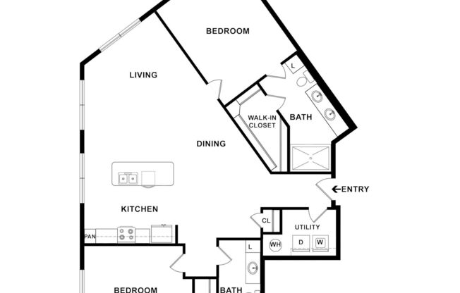 2 beds, 2 baths, 1,120 sqft, $2,300