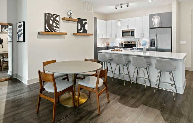 Kitchen and Dining Area with Hard Surface Flooring