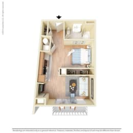 Studio, 1 bath, 580 sqft, $2,396