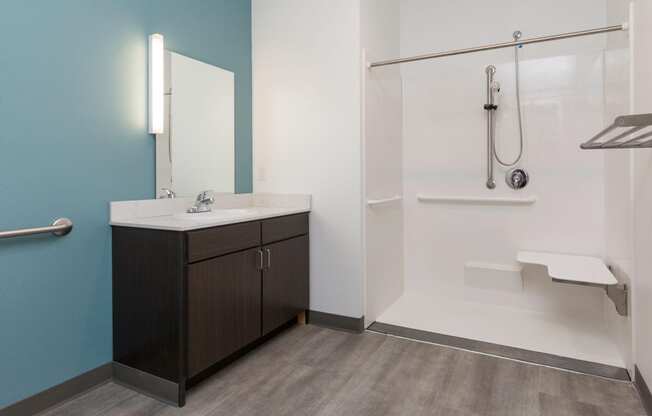 spacious walk in shower