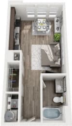 Studio, 1 bath, 467 sqft, $1,101