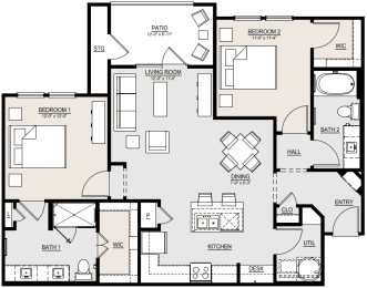 2 beds, 2 baths, 1,112 sqft, $1,569