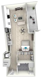 Studio, 1 bath, 705 sqft, $2,556