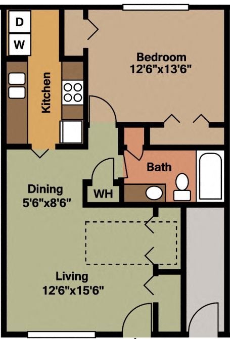 1 bed, 1 bath, 705 sqft, $934