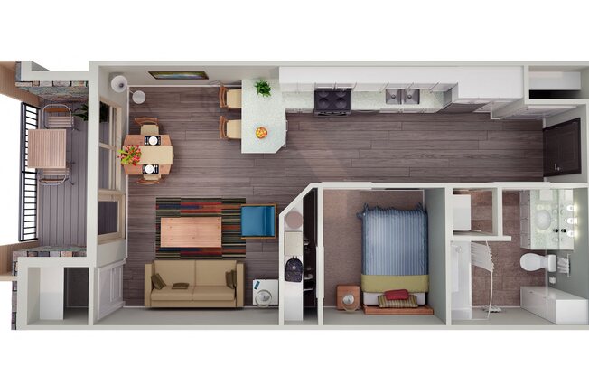 Studio, 1 bath, 530 sqft, $1,545