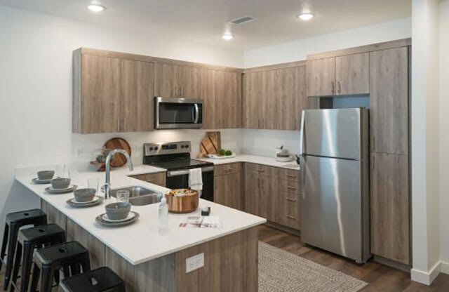 Well Equipped Eat-In Kitchen at Foothill Lofts Apartments & Townhomes, Logan, UT, 84341